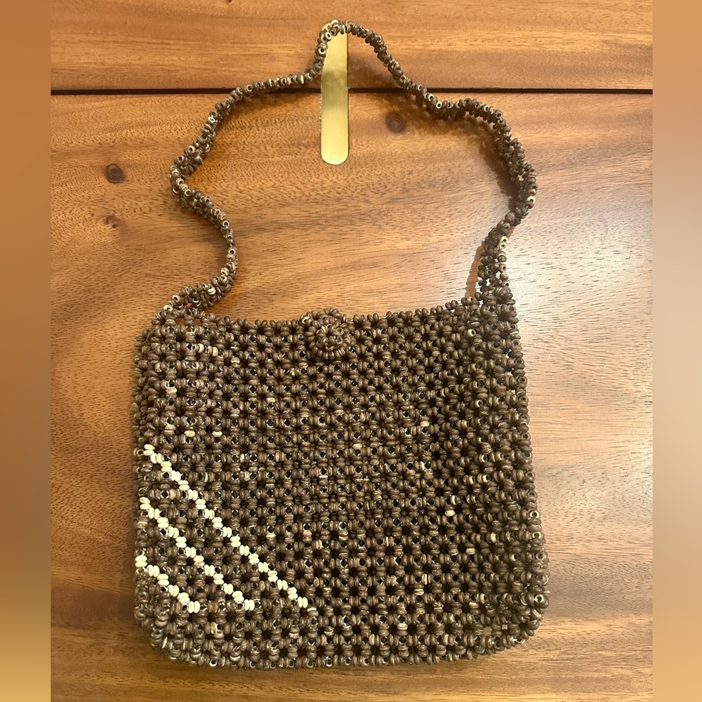 Vintage Brown beaded Shoulder Bag